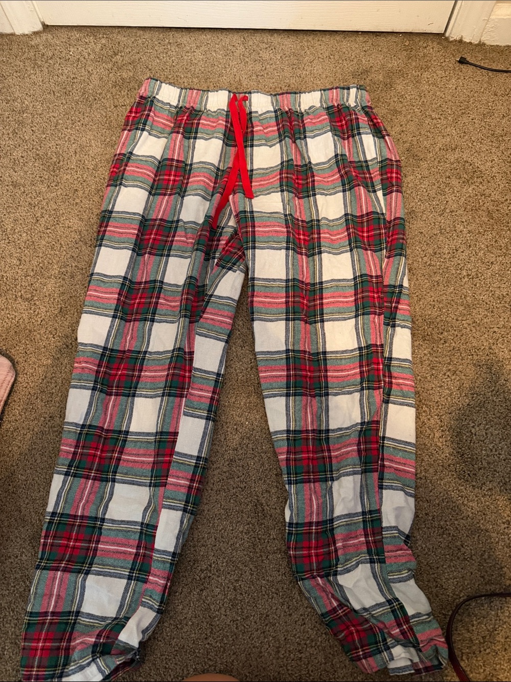 wild fable Red, Green & White Plaid Kids Pajama Bottoms anwith Red Drawstring